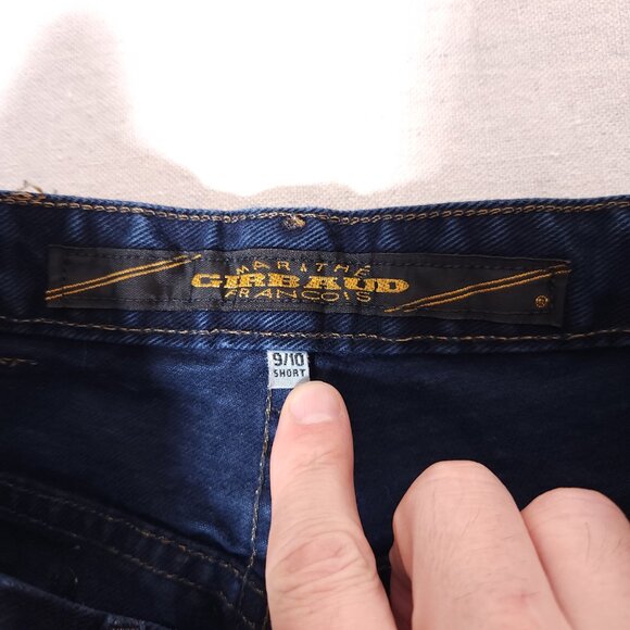 Marithe Francois Girbaud Blue Jeans Womens 9/10 Short Logo Denim Pants FLAW - Picture 3 of 16